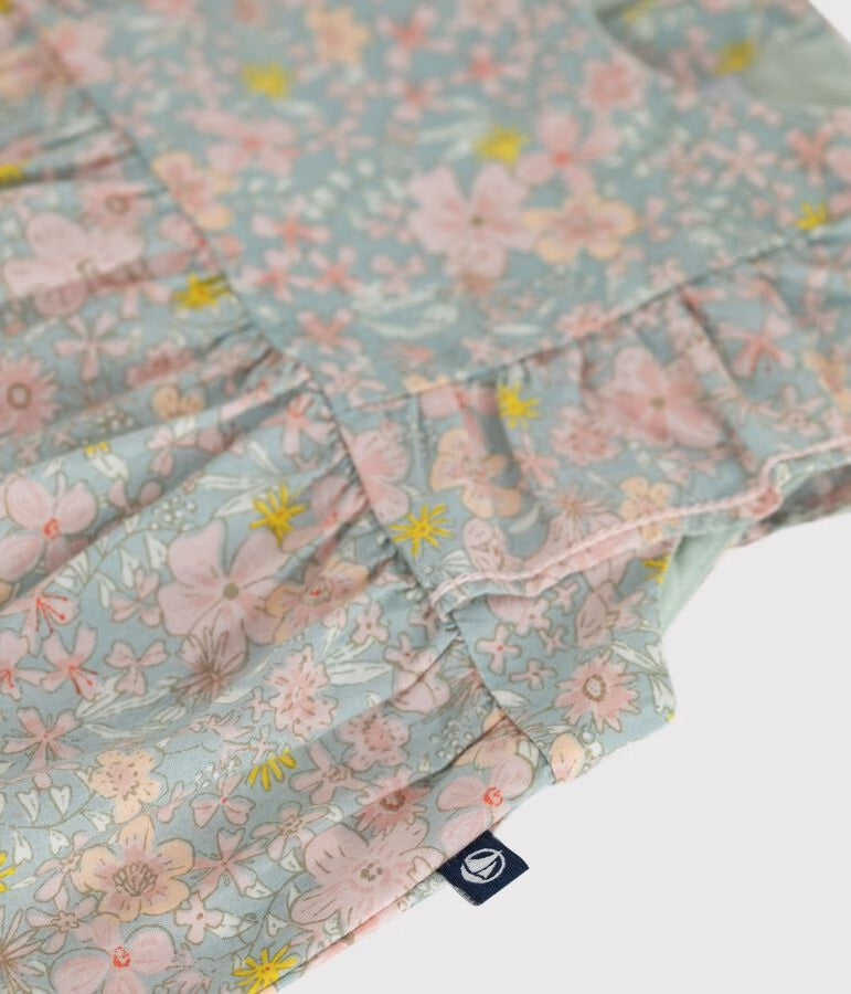 Petit Bateau - Barboteuse bébé en coton sans manches, imprimée fleurs
