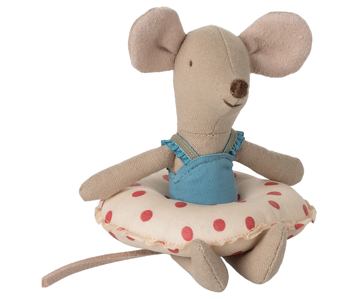 Maileg - Beach Mouse with Float, Little Sister - Red Weight