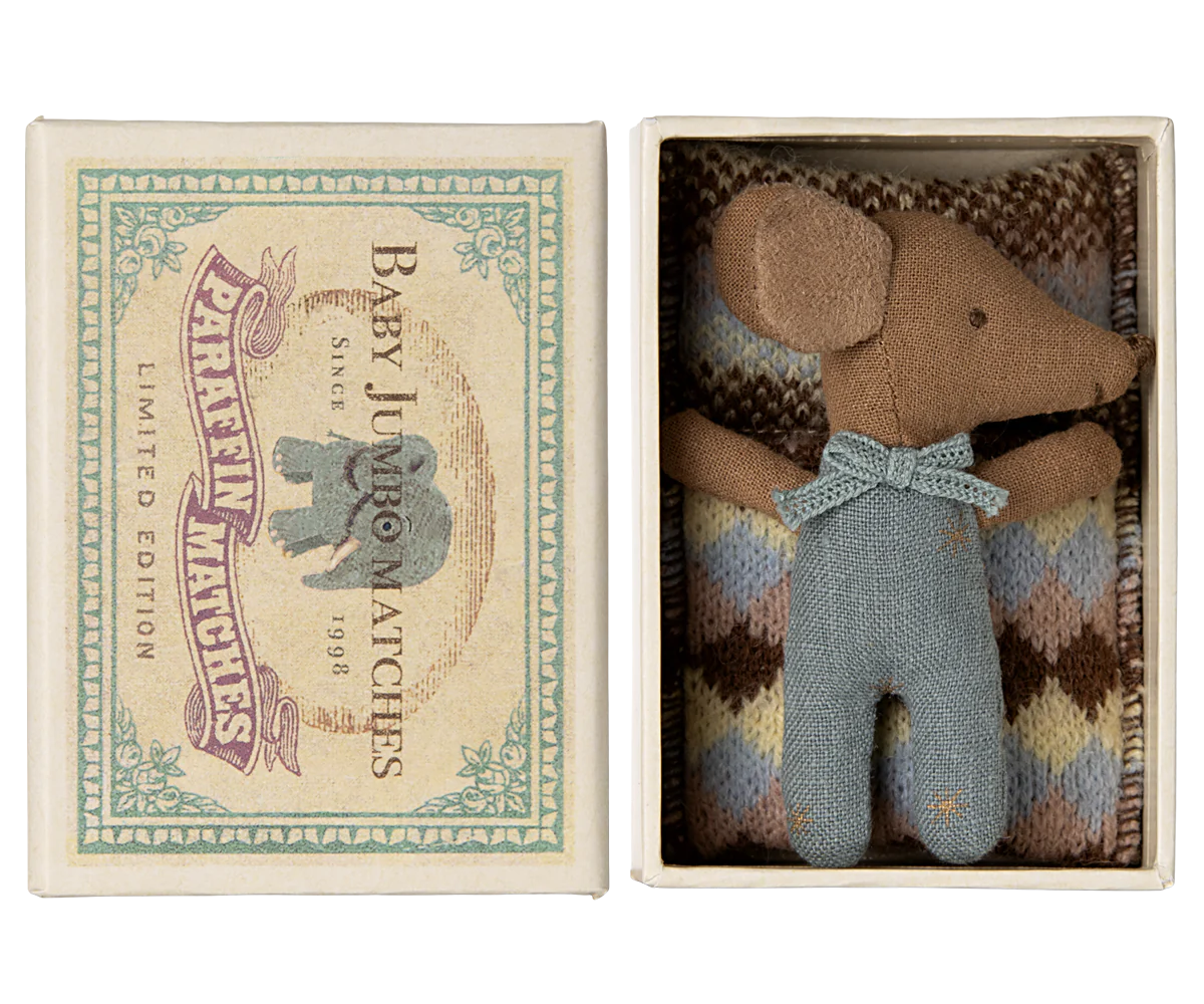 Maileg - Baby mouse asleep in a matchbox