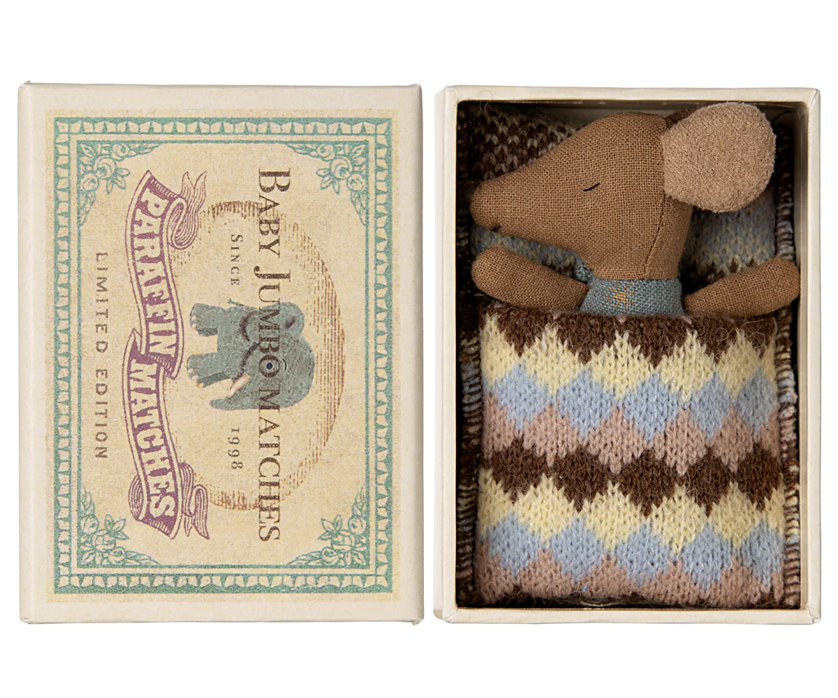 Maileg - Baby mouse asleep in a matchbox