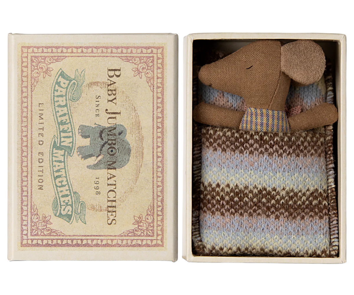 Maileg - Baby mouse asleep in a matchbox