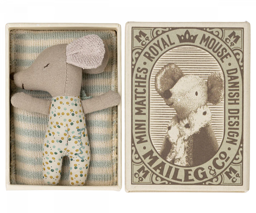 Maileg - Bébé souris endormi/éveillé dans boite d'allumettes