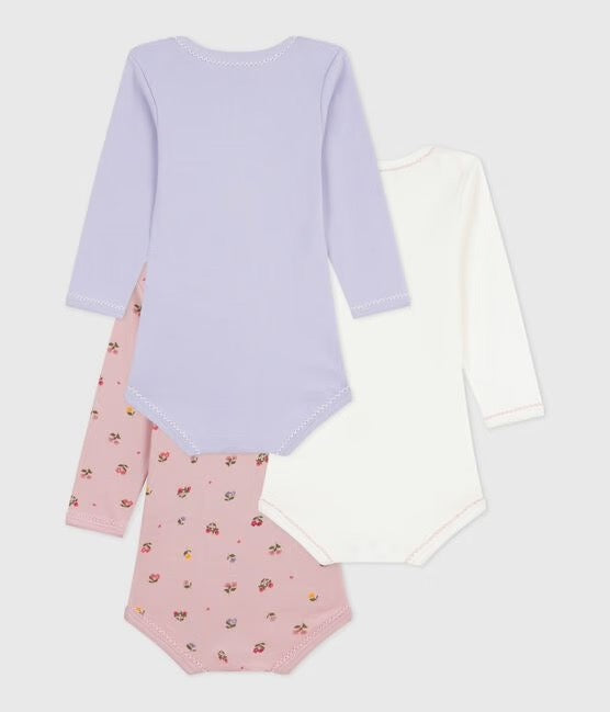 Petit Bateau - Pack of 3 Long Sleeve Bodysuits