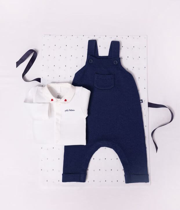 Petit Bateau - Baby bodysuit with embroidered collar and message on the chest