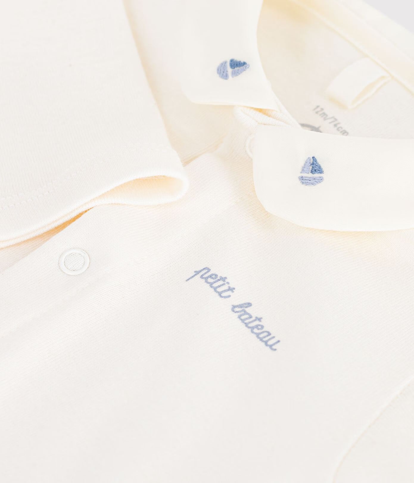 Petit Bateau - Baby bodysuit with embroidered collar and message on the chest