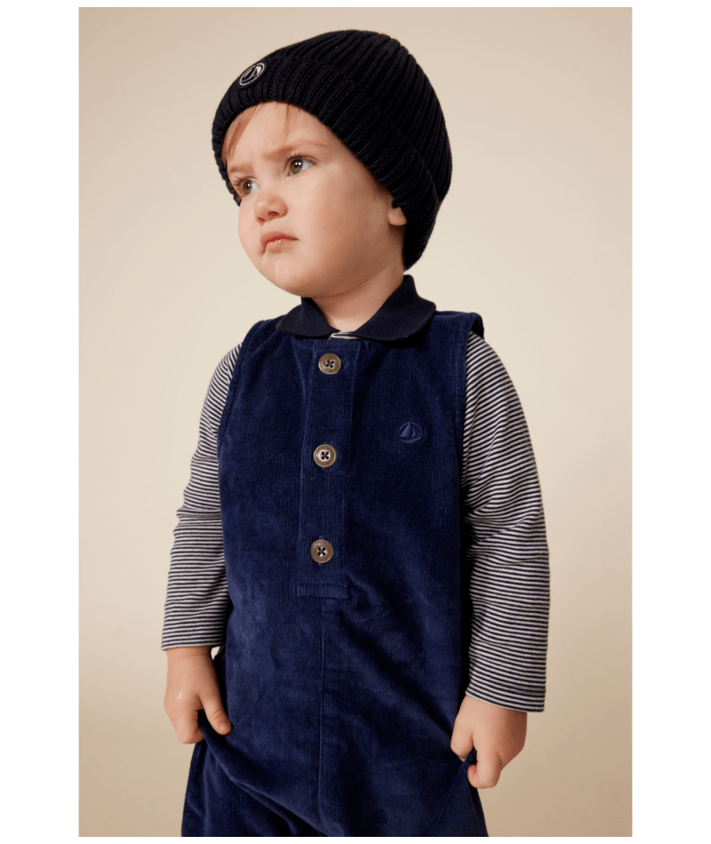 Petit Bateau - Body bébé col polo en coton à rayures