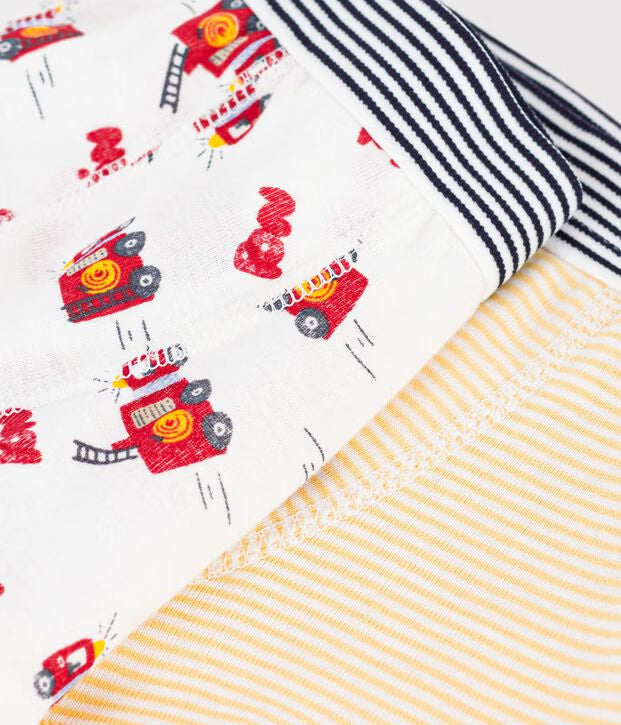 Petit Bateau - Kids' boxer shorts in fire truck print cotton