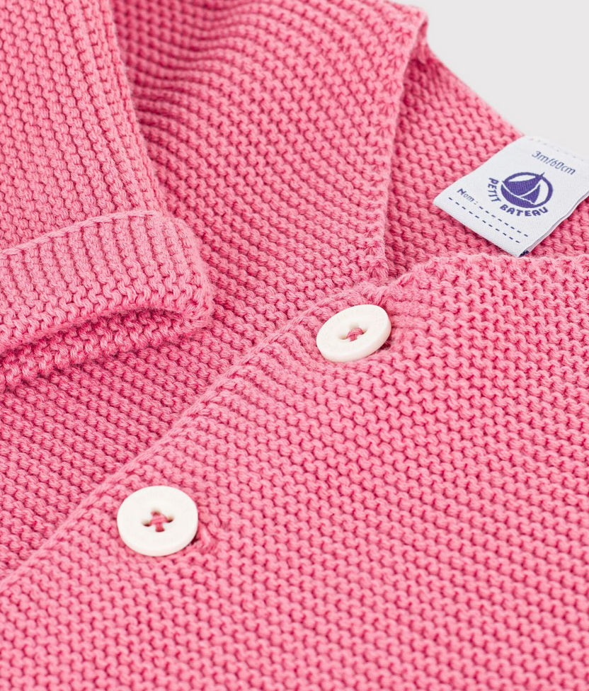 Petit Bateau - Cardigan tricot point mousse en coton uni (Bébé)