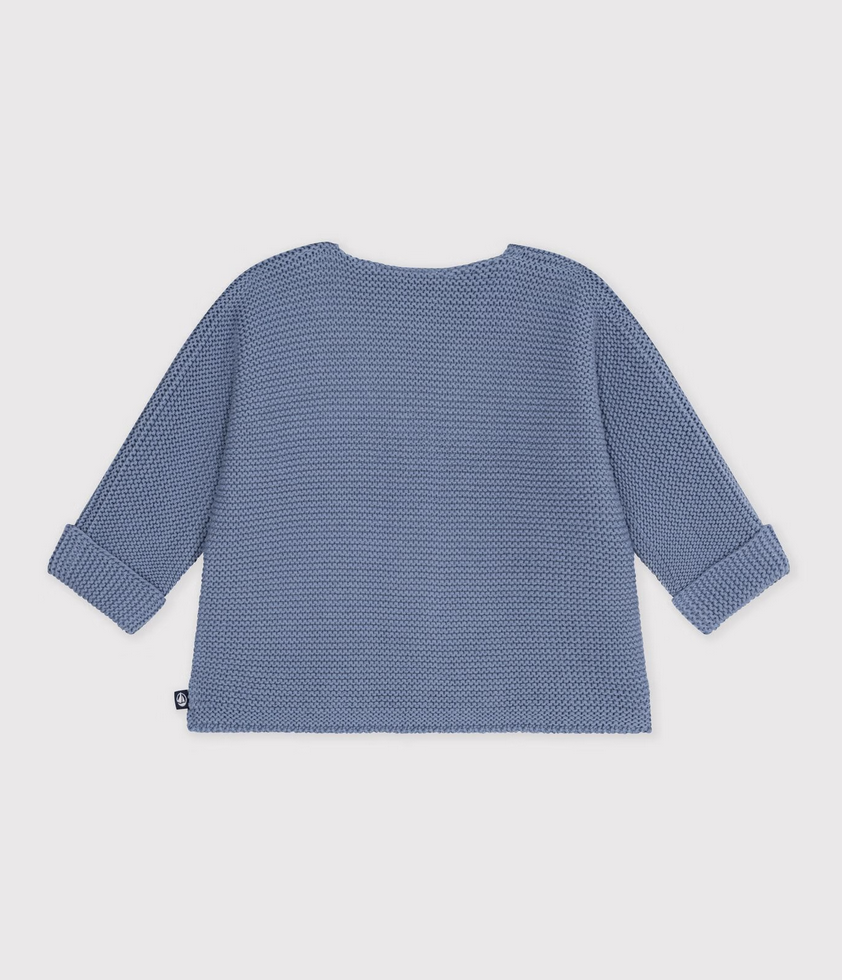Petit Bateau - Cardigan tricot point mousse en coton uni (Bébé)