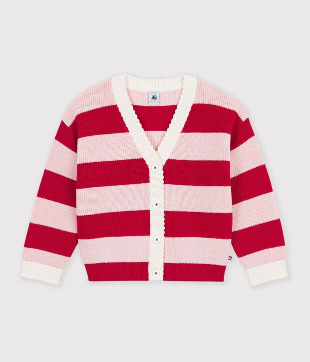 Petit Bateau - Cardigan enfant en laine et coton à rayures