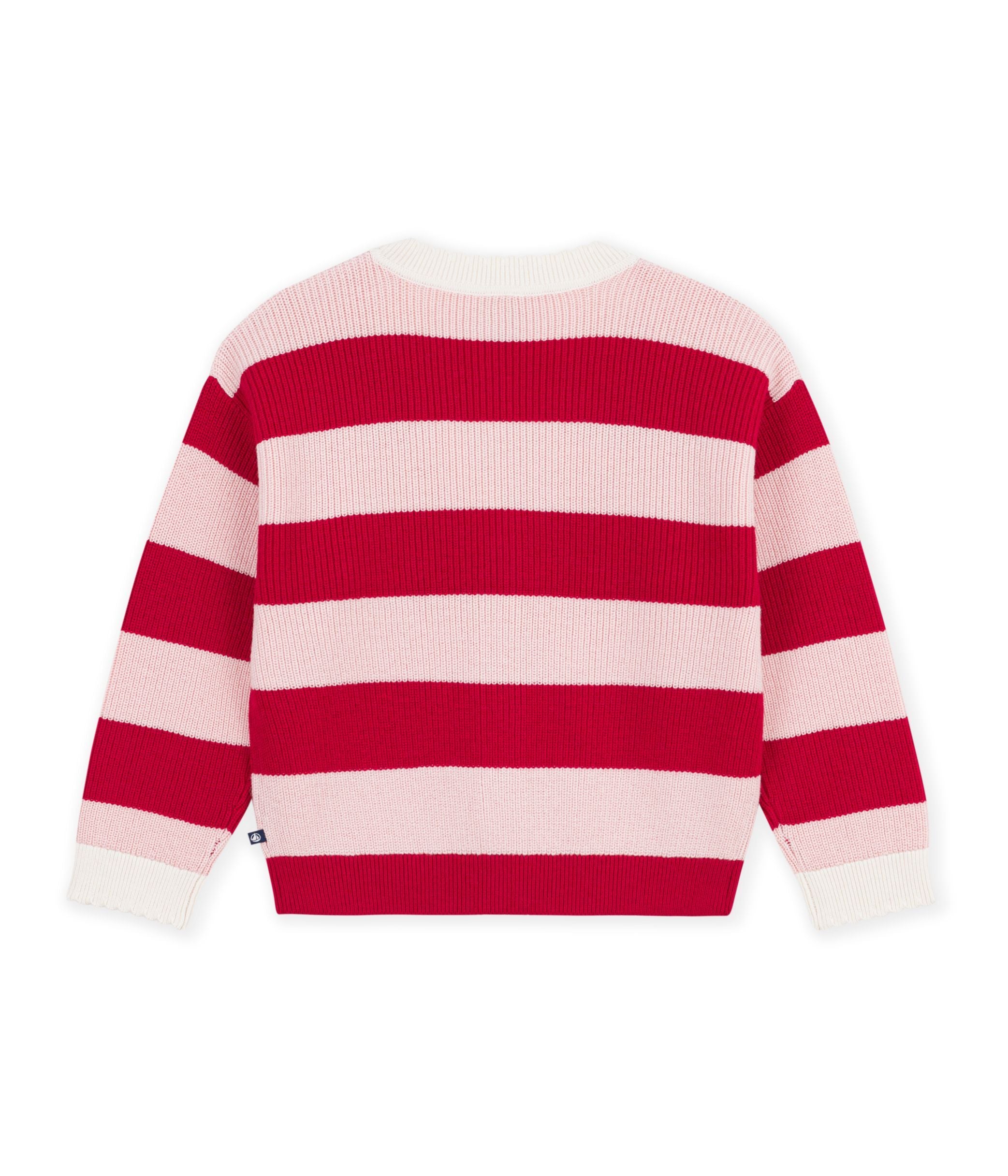 Petit Bateau - Kids' Striped Wool and Cotton Cardigan