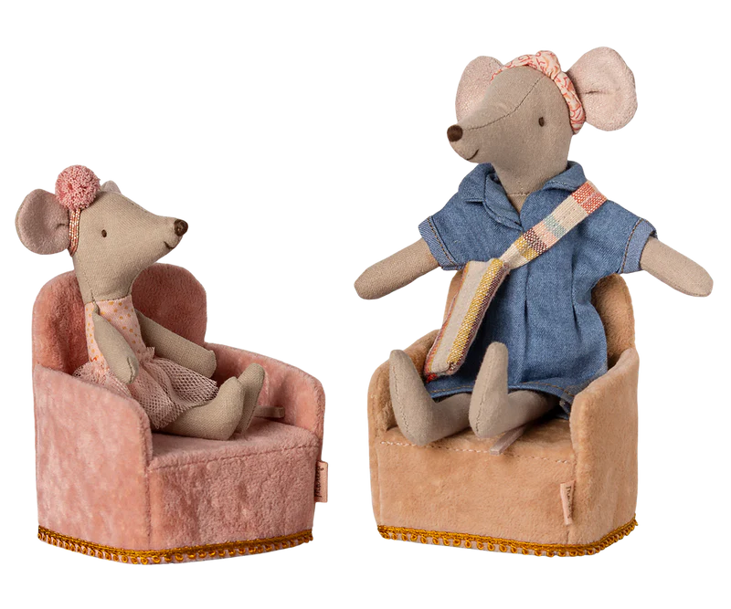 Maileg - Folding chair, Mouse - Powder