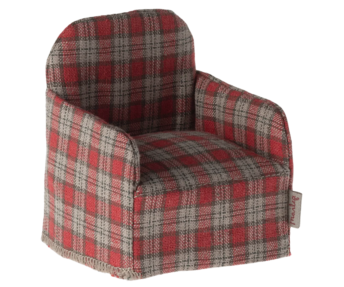 Maileg - Chaise, souris - damier rouge