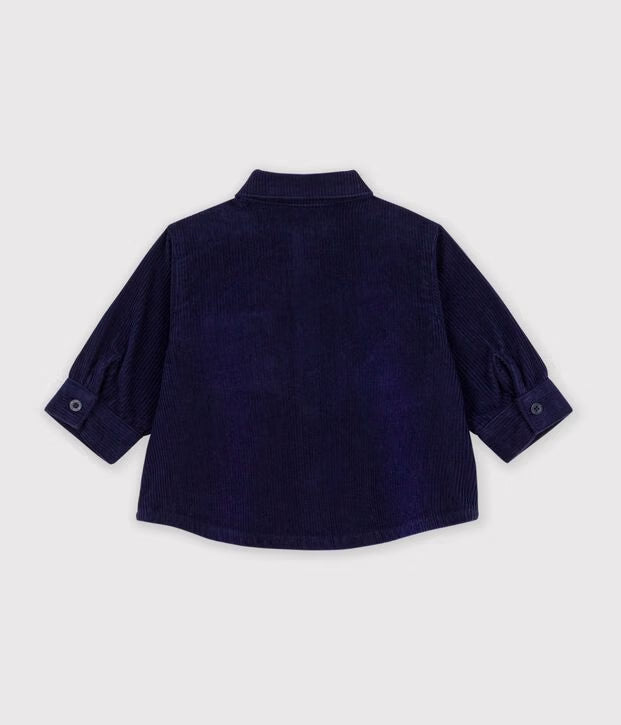 Petit Bateau - Chemise bébé en velours uni