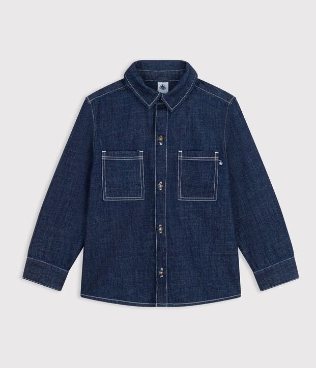 Petit Bateau - Plain denim children's shirt