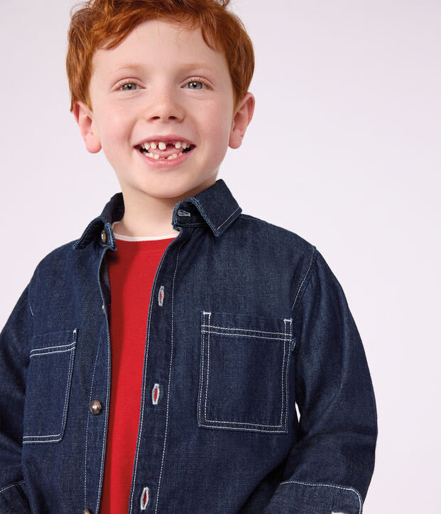 Petit Bateau - Plain denim children's shirt