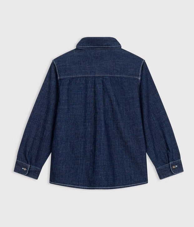 Petit Bateau - Plain denim children's shirt