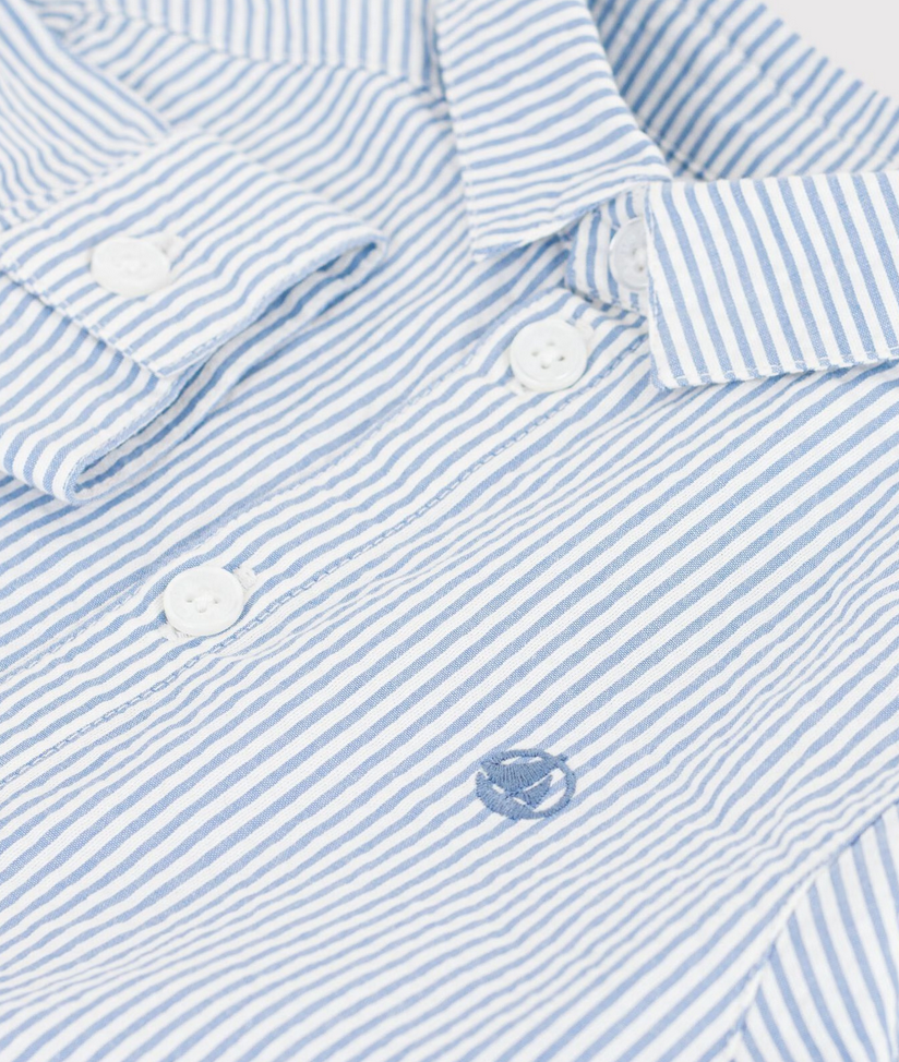 Petit Bateau - Chemise bébé en coton à manches longues à rayures