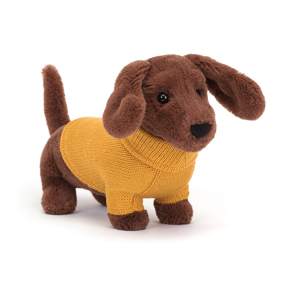 Jellycat - Sausage Dog with Yellow Sweater