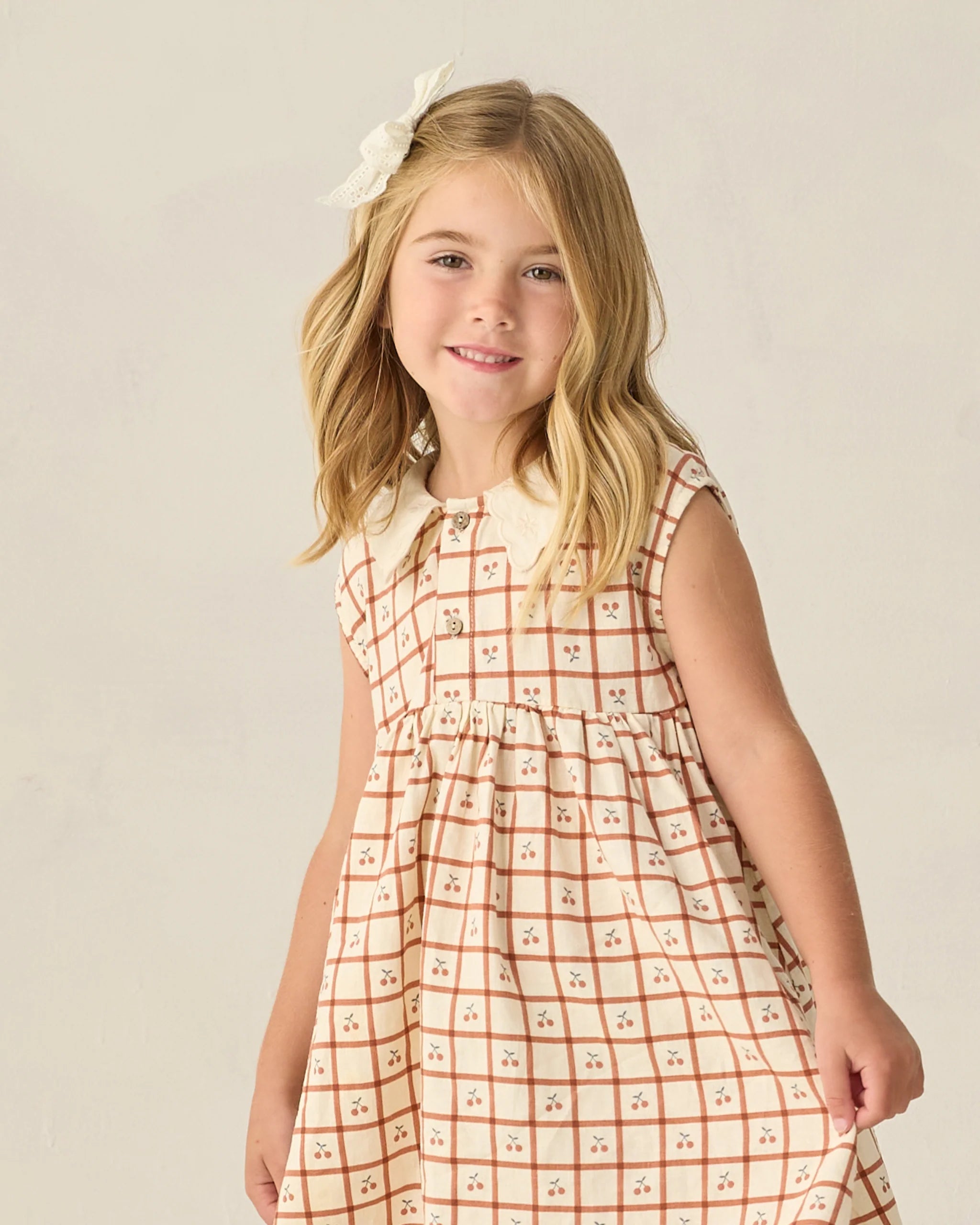 Rylee & Cru - Collared Babydoll Dress Cherry Check