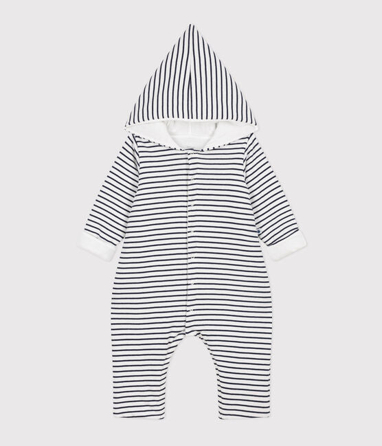 Petit Bateau - Combinaison à Capuche Longue Rayée