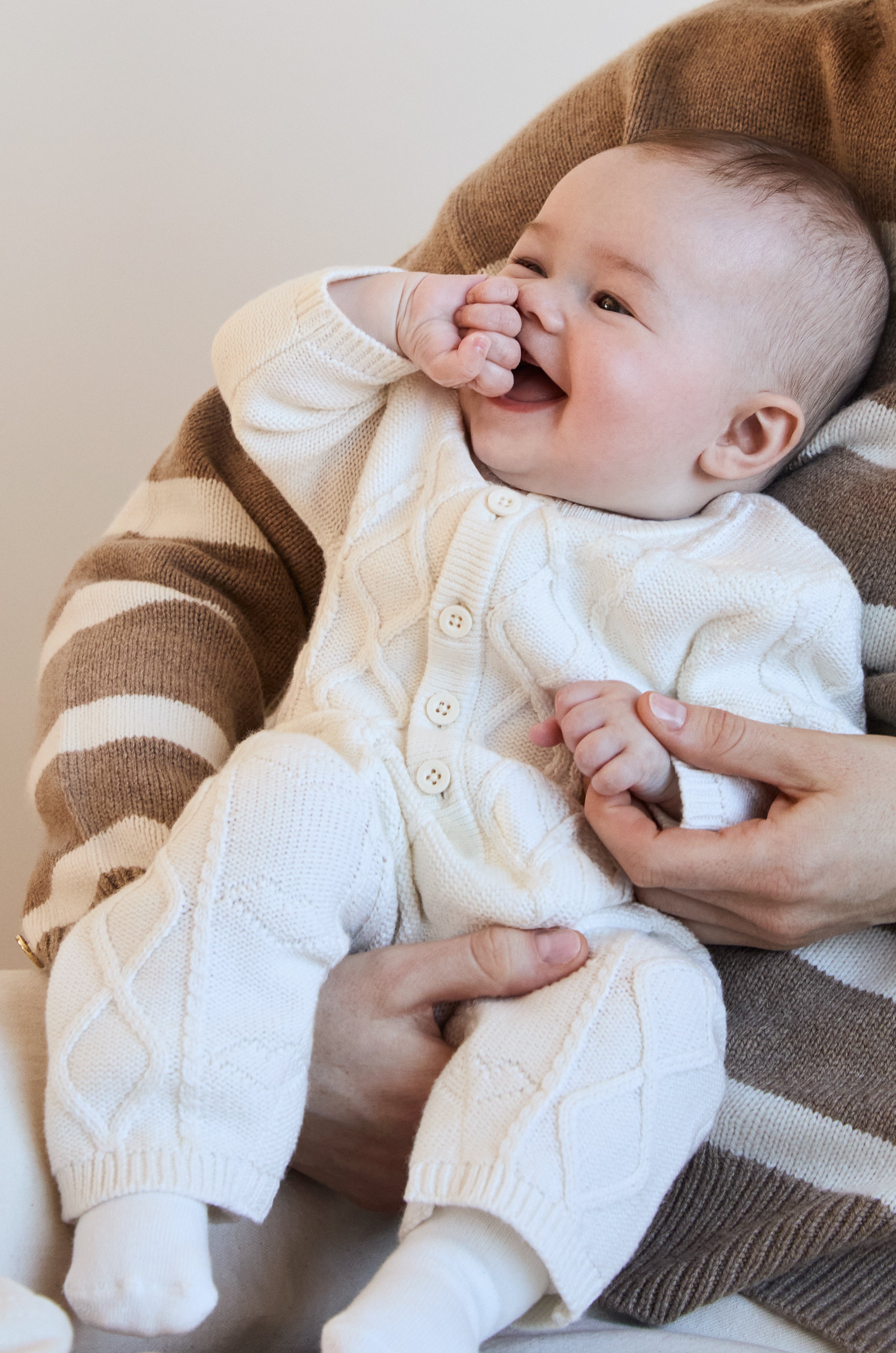 Petit Bateau - Combinaison bébé en tricot laine et coton uni