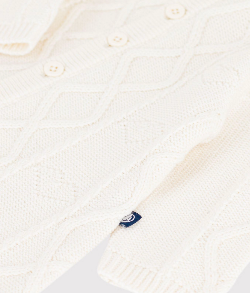 Petit Bateau - Combinaison bébé en tricot laine et coton uni