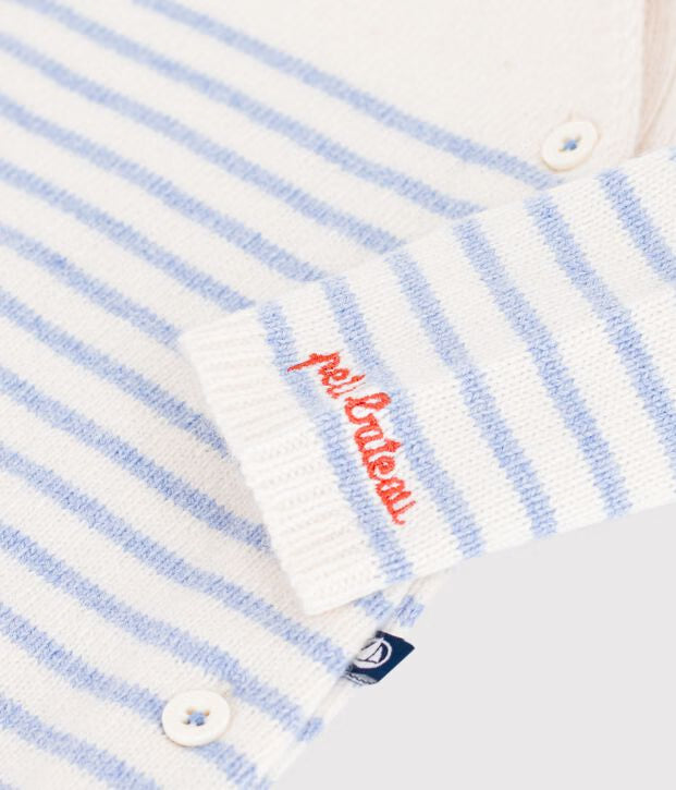 Petit Bateau - Combinaison bébé en tricot laine et coton à rayures