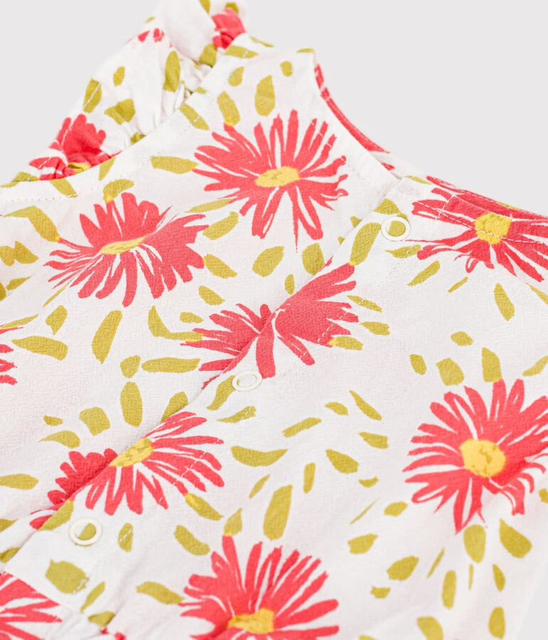 Petit Bateau - Combinaison courte bébé en coton imprimée fleurs