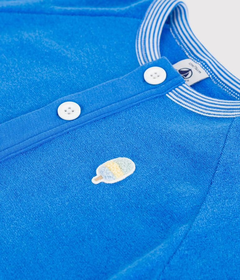 Petit Bateau - Combinaison courte bébé en coton unie