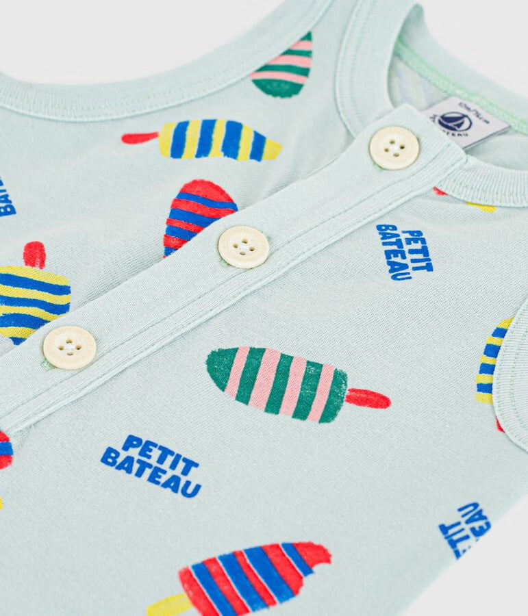 Petit Bateau - Combinaison courte bébé en coton, imprimée glaces