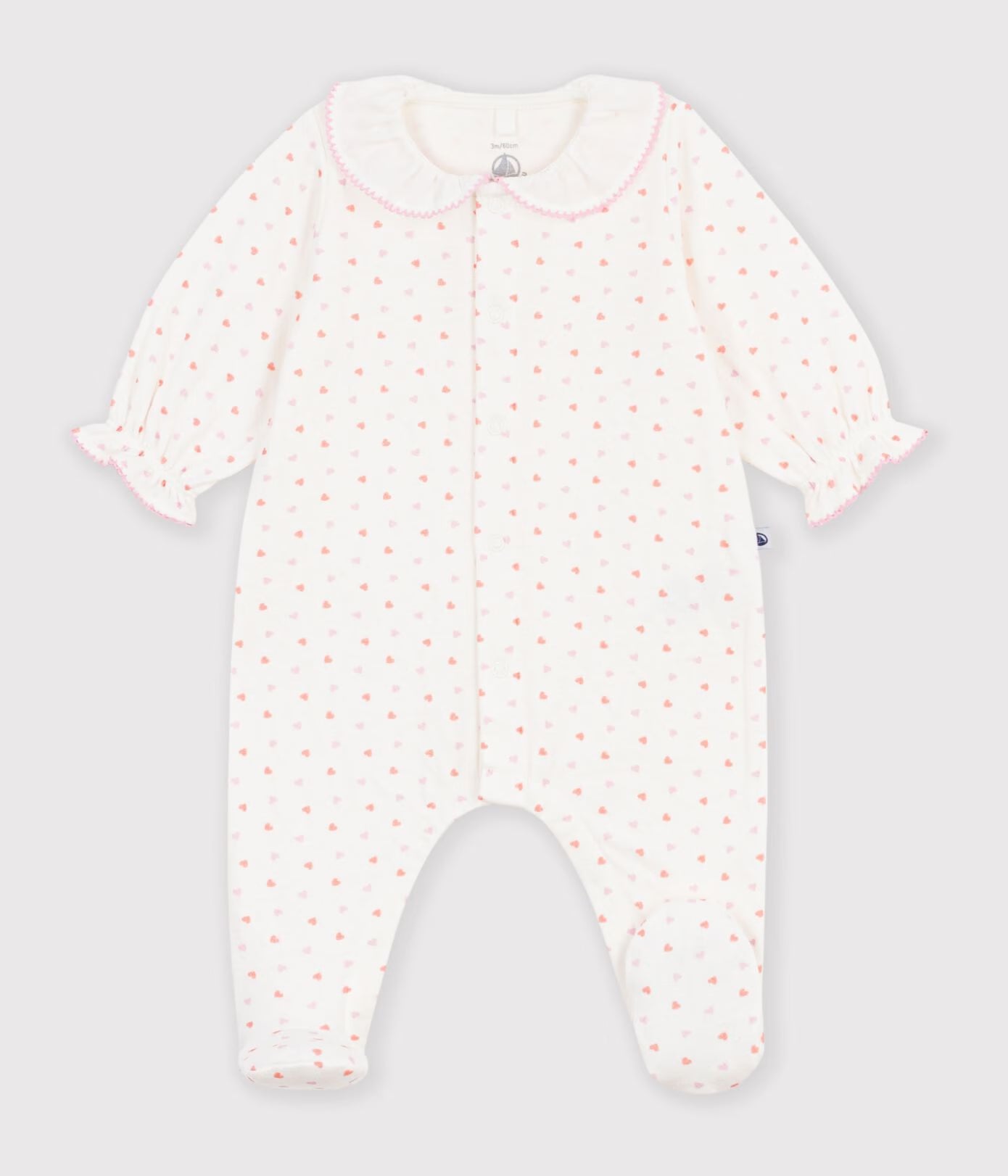 Petit Bateau - Pyjama bébé en tubique imprimé à cœurs