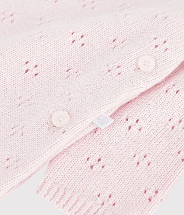 Petit Bateau - Babies' knitted wool and cotton all-in-one with plain collar