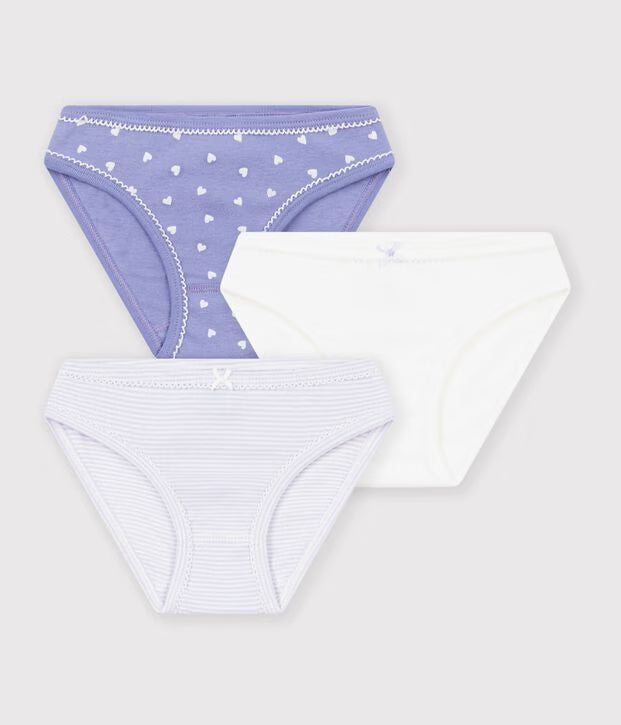 Petit Bateau - Kids' Cotton Briefs with Hearts Multipack