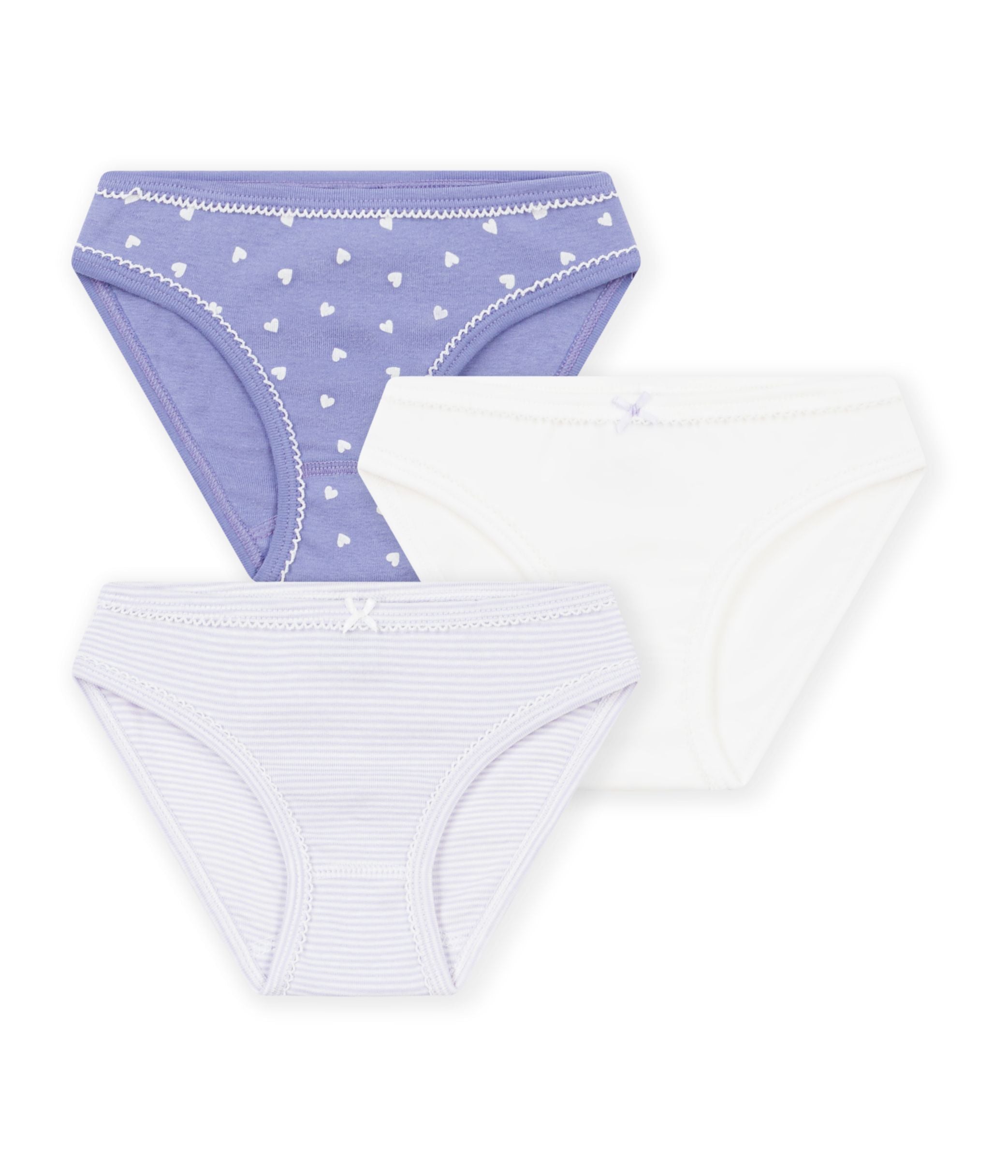 Petit Bateau - Kids' Cotton Briefs with Hearts Multipack