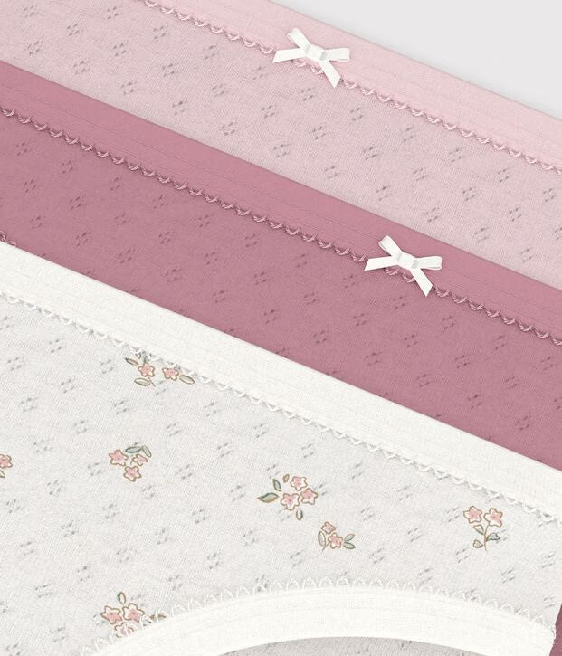 Petit Bateau - Lot de culottes enfant en coton ajouré à fleurs