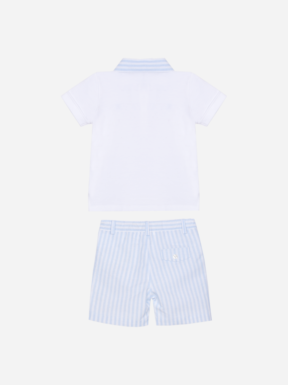 Patachou - Elegant white set with polo and striped shorts