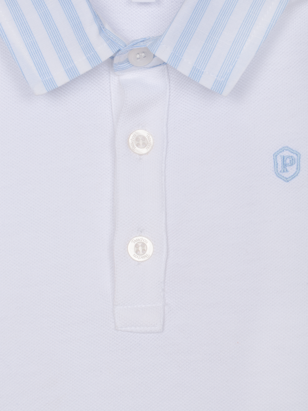 Patachou - Elegant white set with polo and striped shorts
