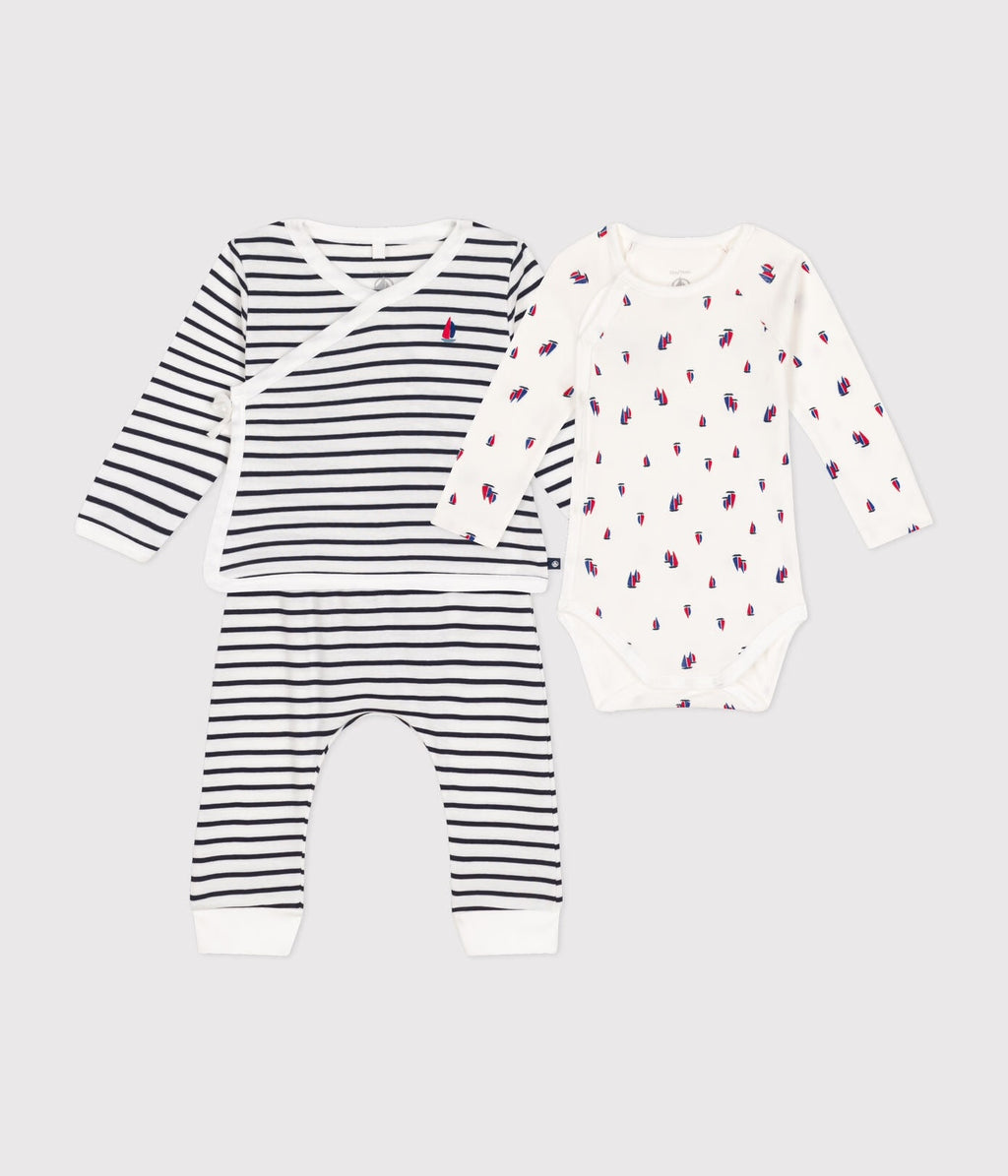 Petit Bateau 3-piece Milleraies Set - Pink main image 0