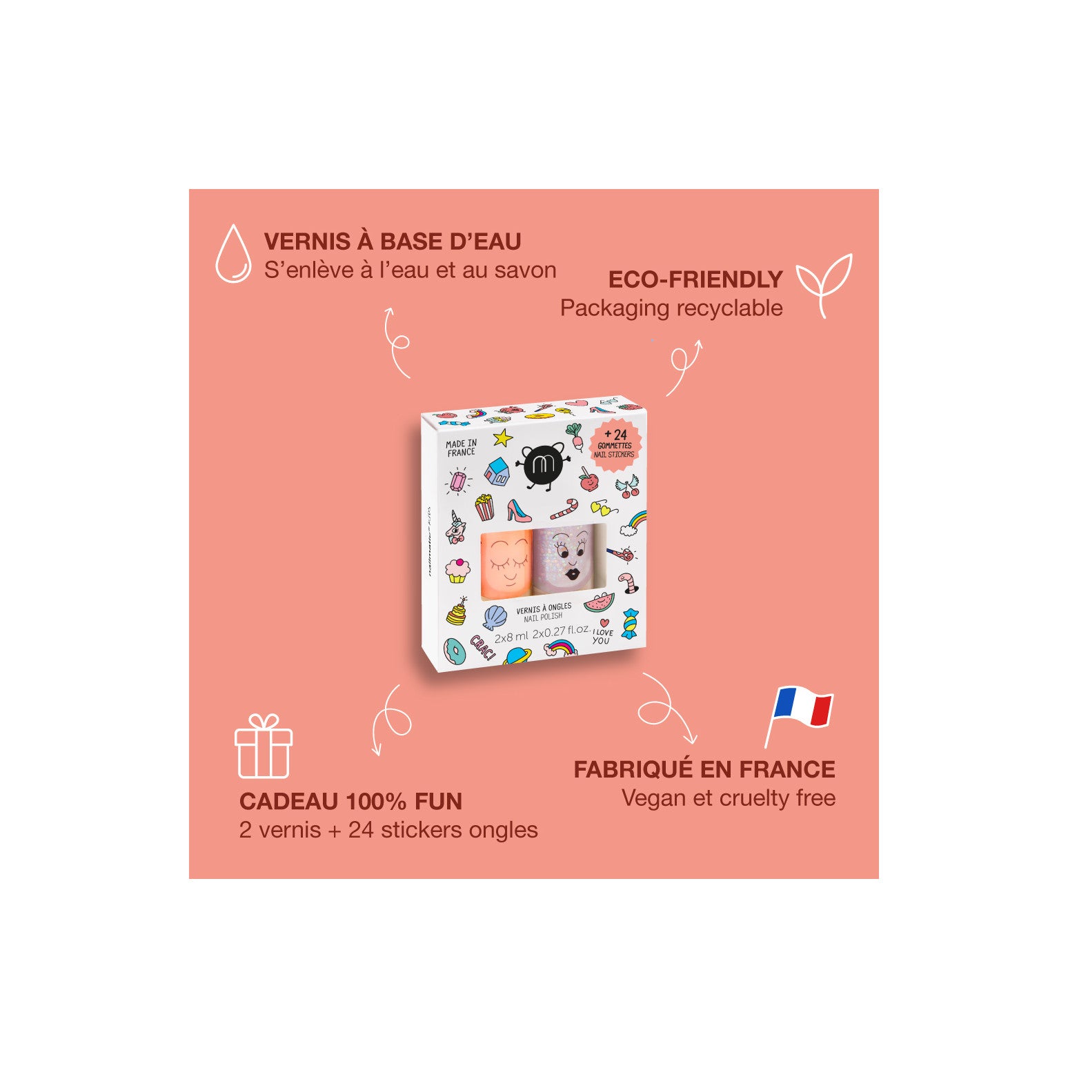 Nailmatic - Ensemble de 2 Vernis et Autocollants Crac