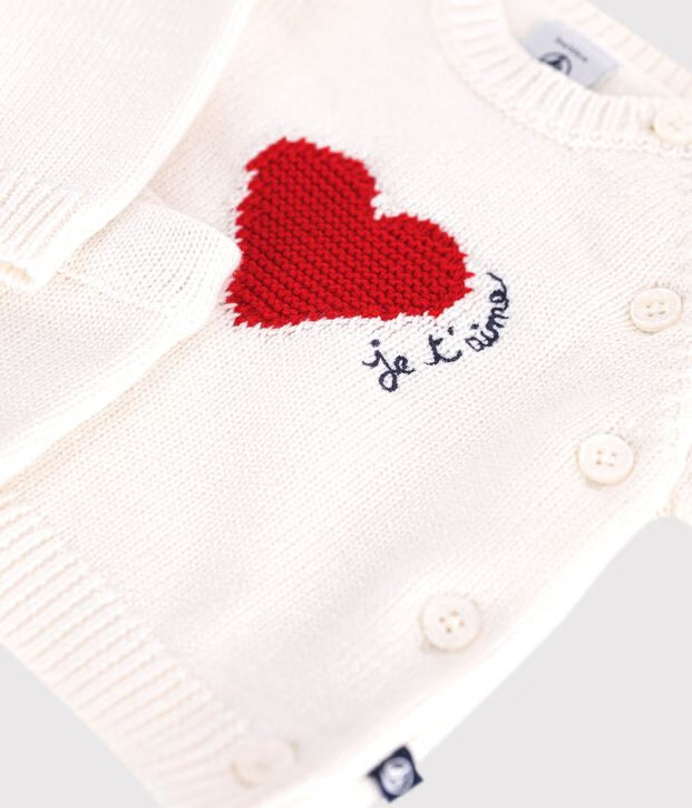 Petit Bateau - Ensemble bébé en tricot jacquard cœur
