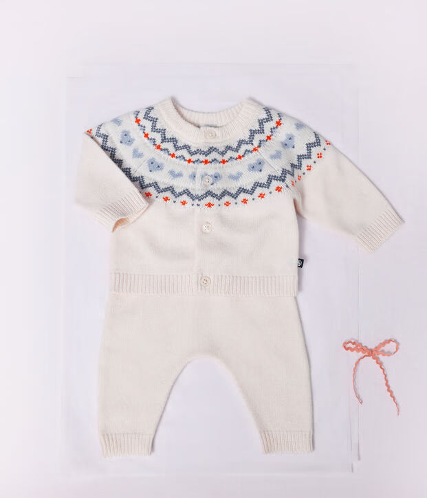 Petit Bateau - Ensemble bébé en tricot à motif jacquard