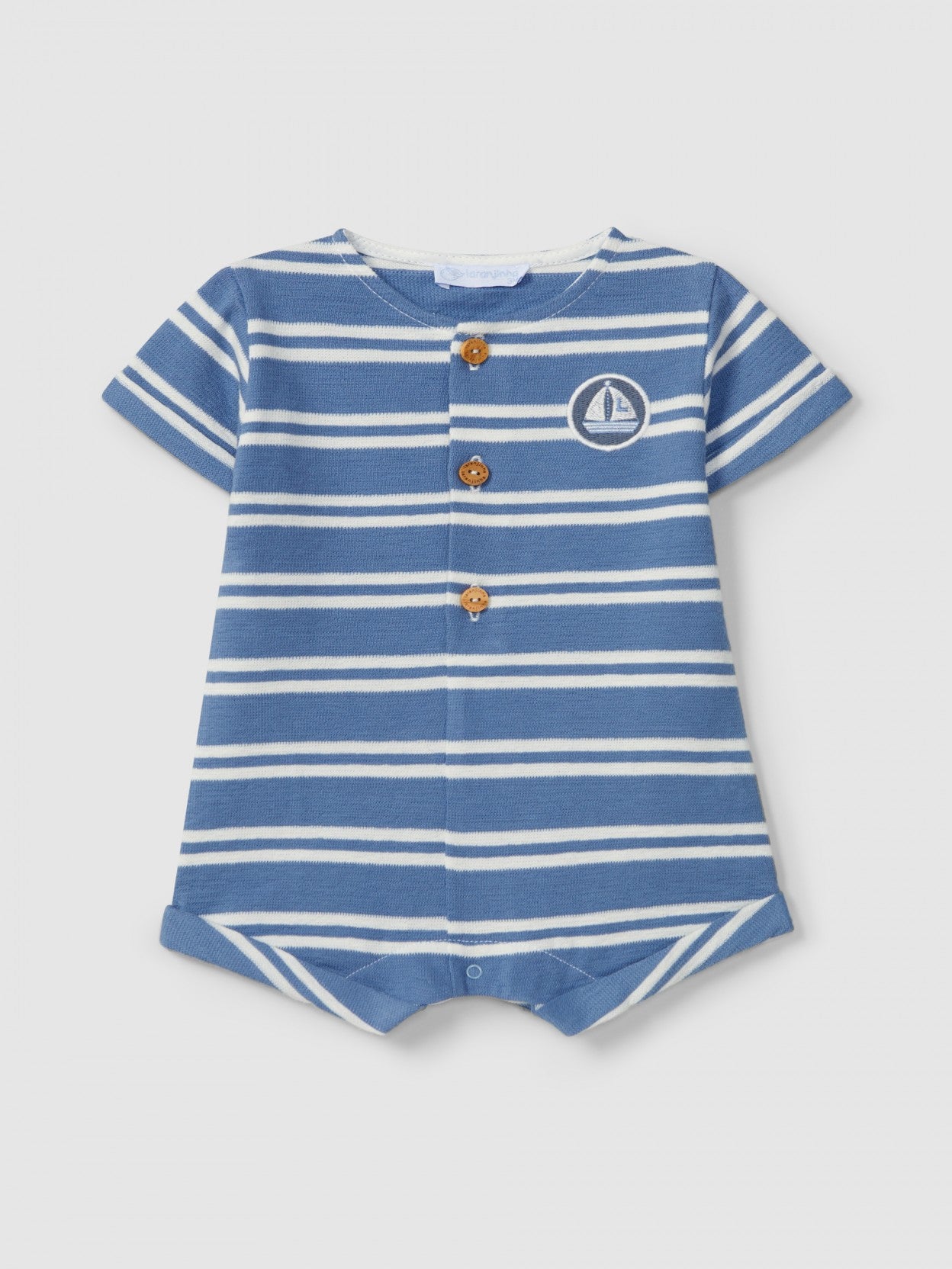 Laranjinha - Striped short-leg romper