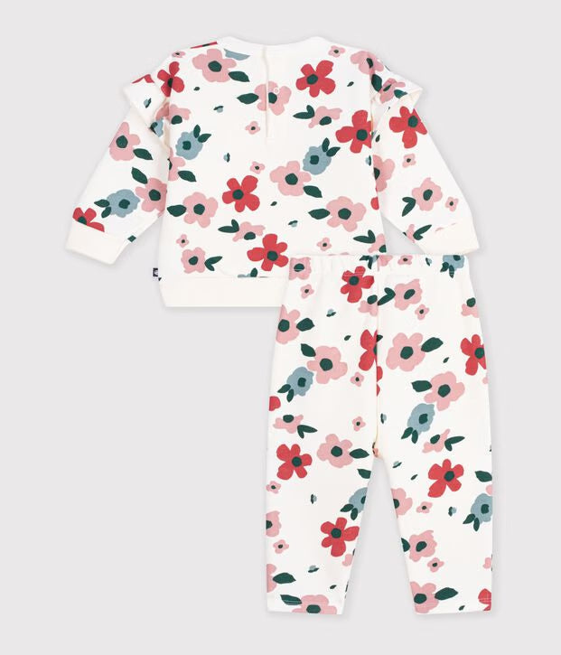 Petit Bateau - Ensemble sweatshirt et pantalon bébé en coton imprimé à fleurs