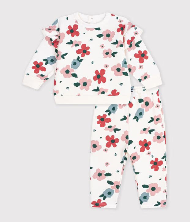 Petit Bateau - Ensemble sweatshirt et pantalon bébé en coton imprimé à fleurs