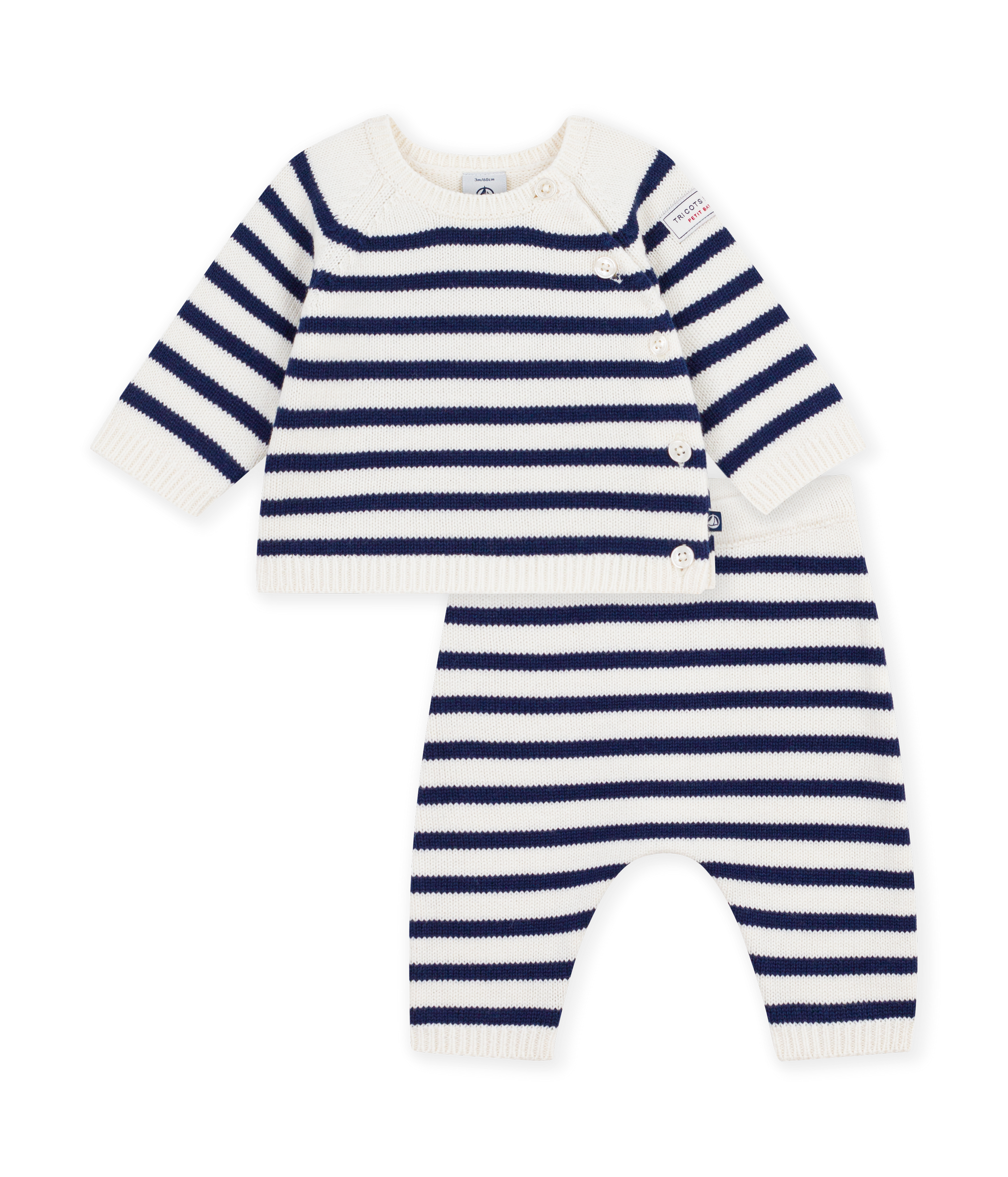 Petit Bateau - Striped Knitted Baby Set