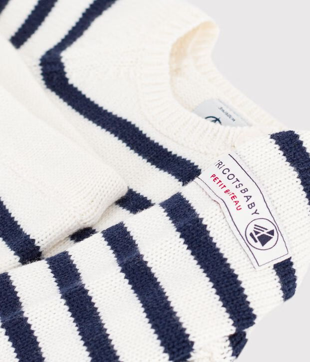 Petit Bateau - Ensemble bébé en tricot à rayures