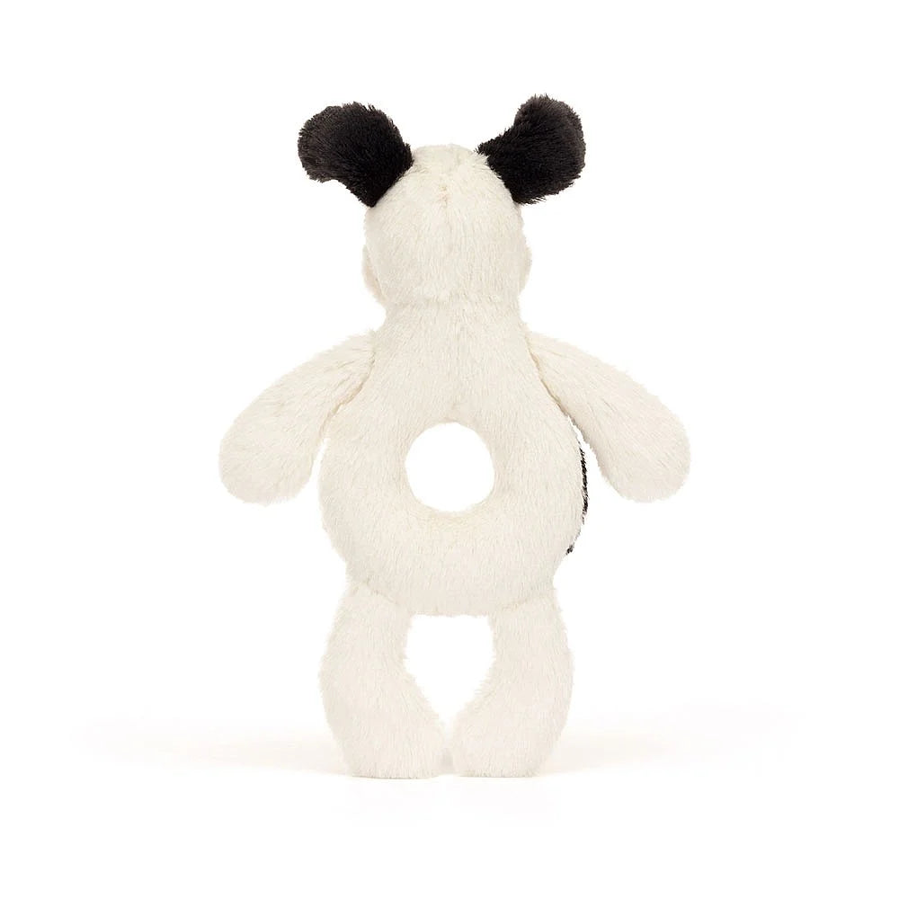Jellycat - Black and Cream Bashful Puppy Rattle