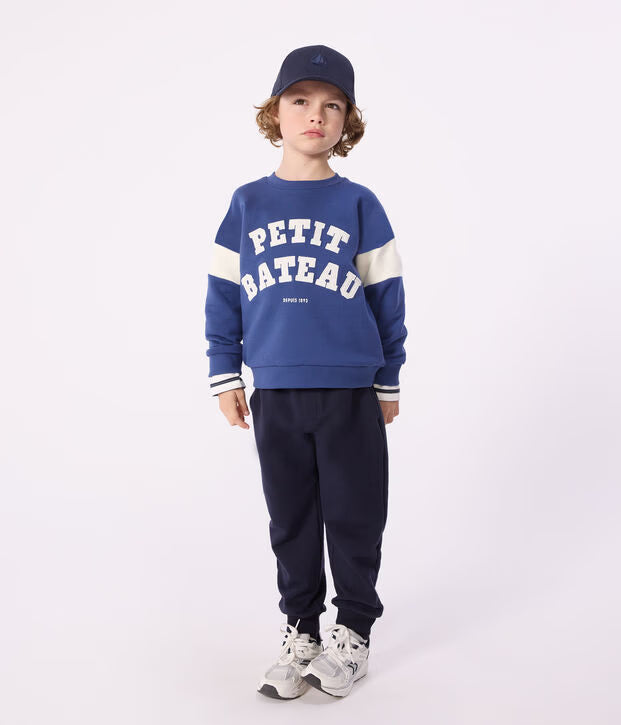 Petit Bateau - Plain cotton jogging pants for children