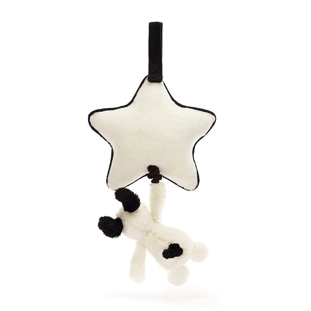 Jellycat - Musical Pull Toy, Black and Cream Puppy